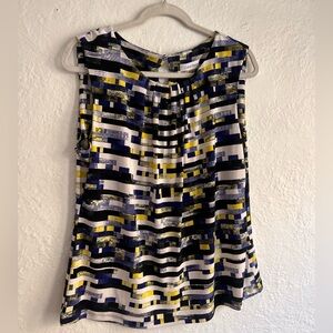 Calvin Klein Navy Yellow White Geometric Sleeveless Camisole